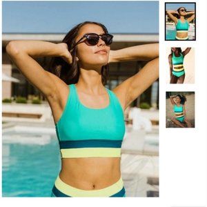 Nani Bermuda colorblock swim top cut back crop - women’s size small